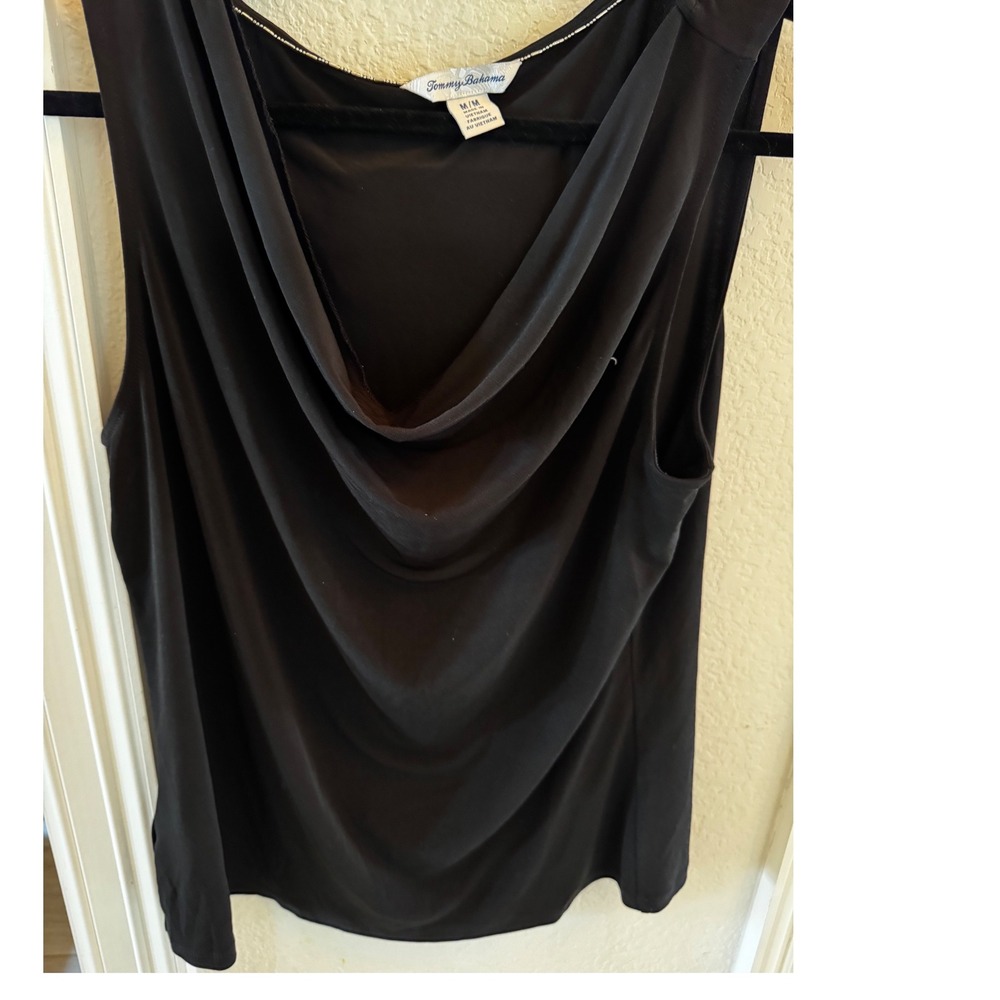 Tommy Bahama Black Cowl Neck Sleeveless Top Womens Medium Solid Tank
